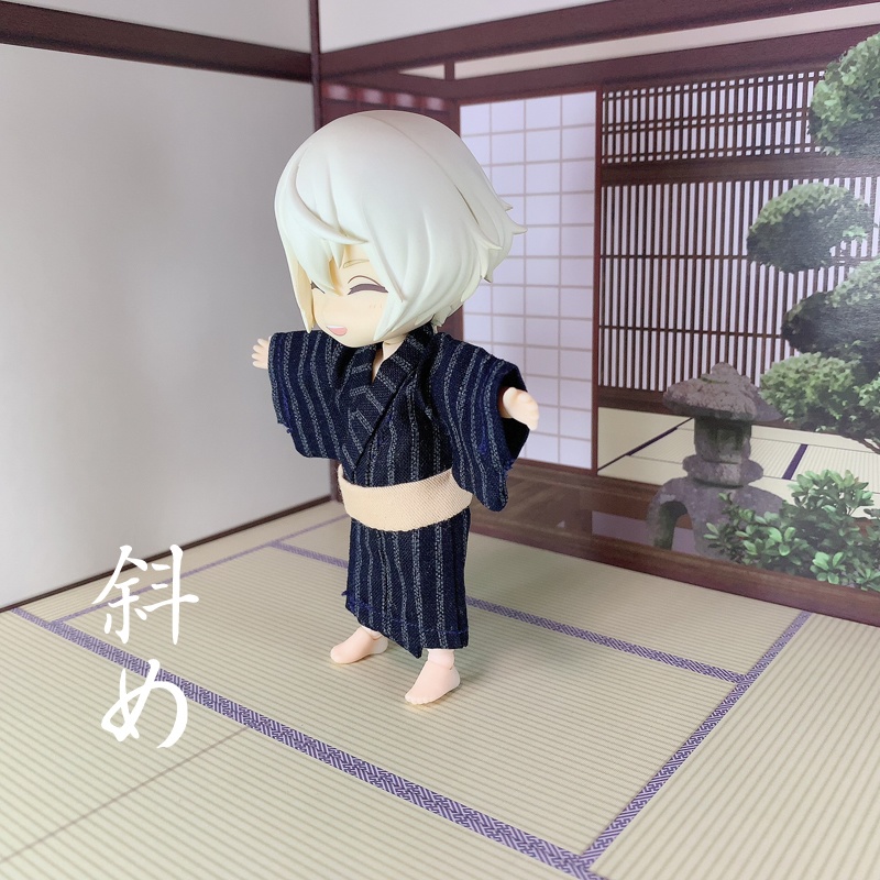 浴衣（習作）／縞文様（濃紺+灰）