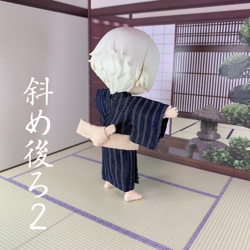 浴衣（習作）／縞文様（濃紺+灰）