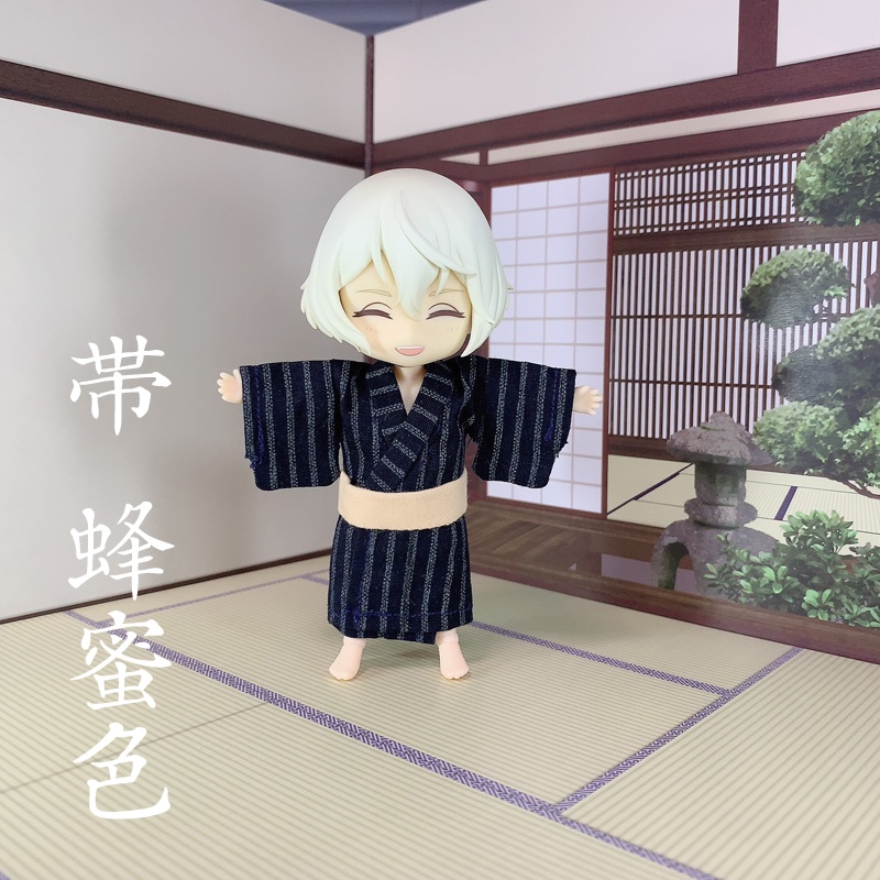 浴衣（習作）／縞文様（濃紺+灰）