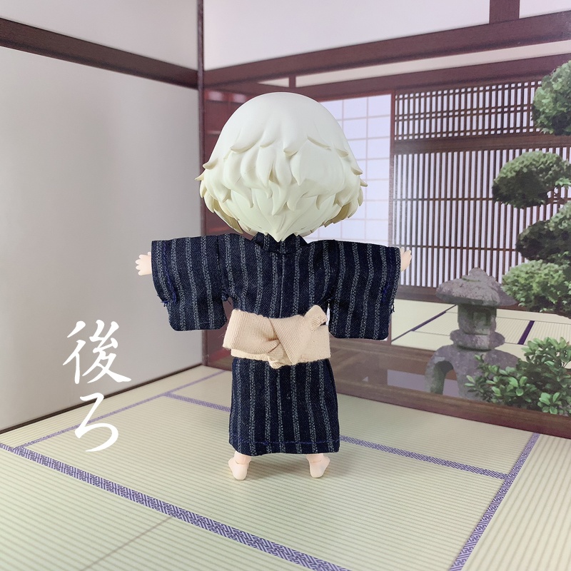 浴衣（習作）／縞文様（濃紺+灰）