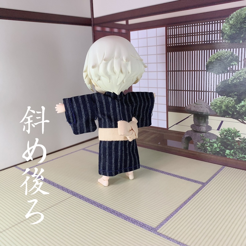 浴衣（習作）／縞文様（濃紺+灰）