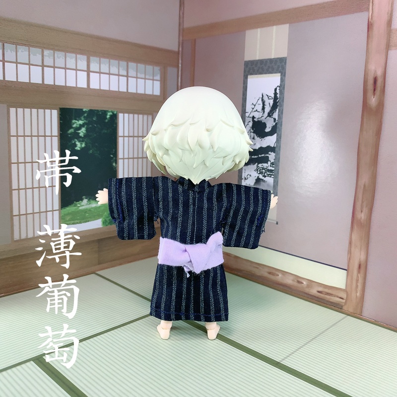 浴衣（習作）／縞文様（濃紺+灰）