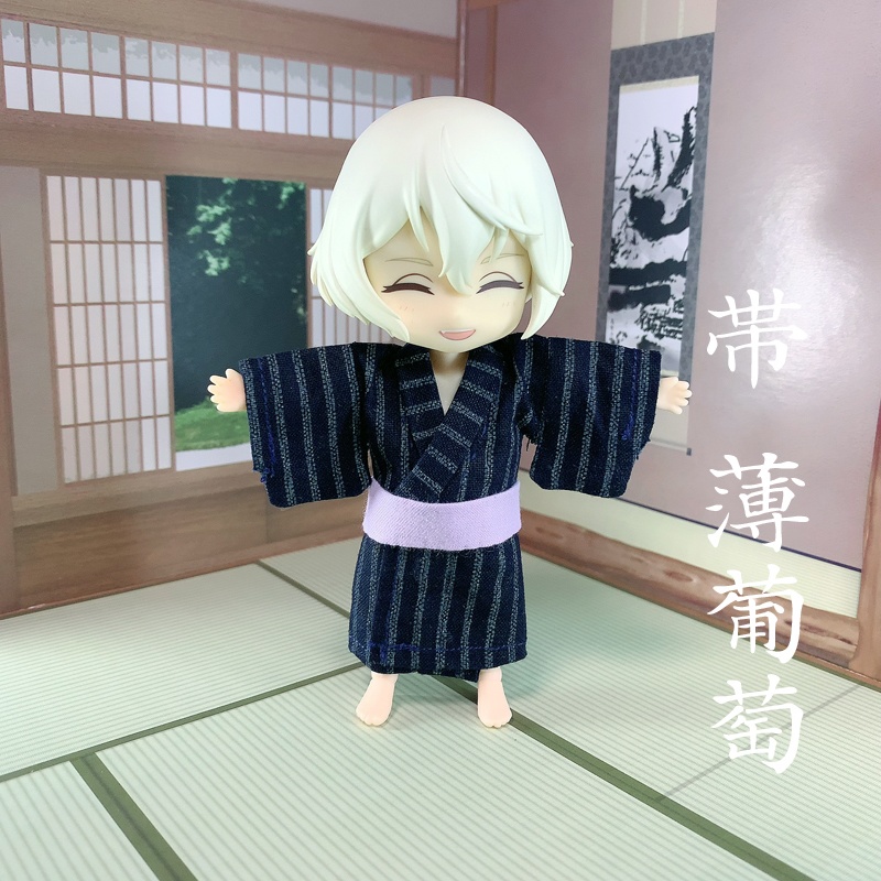 浴衣（習作）／縞文様（濃紺+灰）