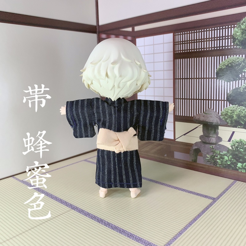 浴衣（習作）／縞文様（濃紺+灰）