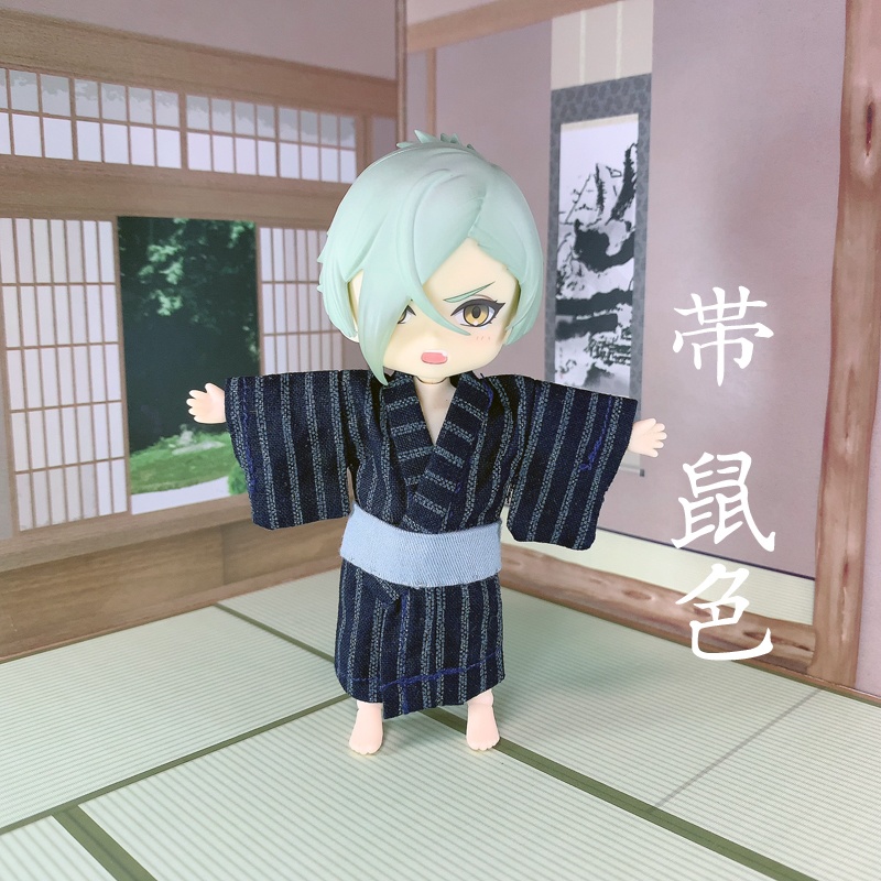 浴衣（習作）／縞文様（濃紺+灰）