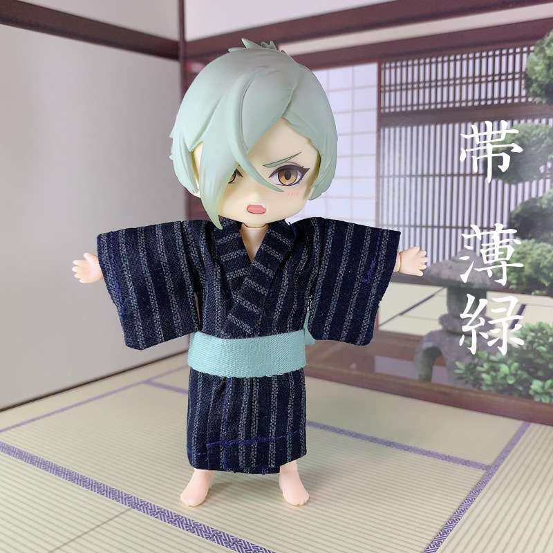 浴衣（習作）／縞文様（濃紺+灰）
