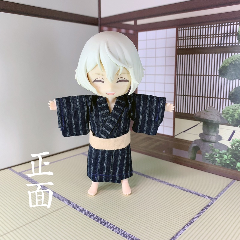 浴衣（習作）／縞文様（濃紺+灰）