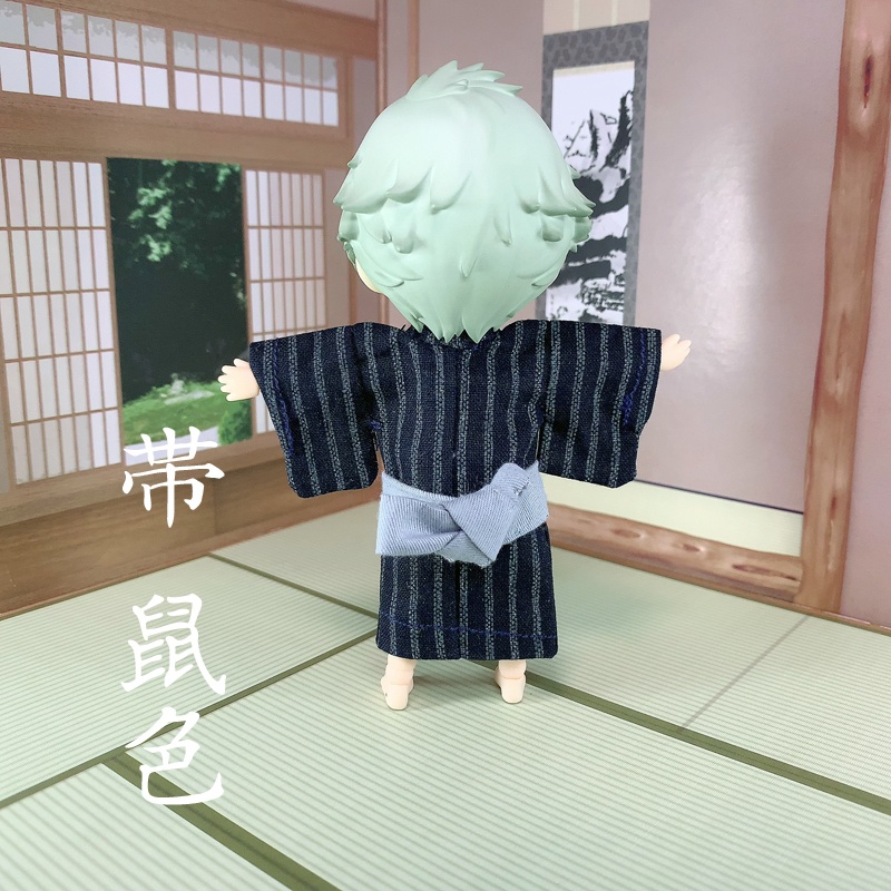 浴衣（習作）／縞文様（濃紺+灰）