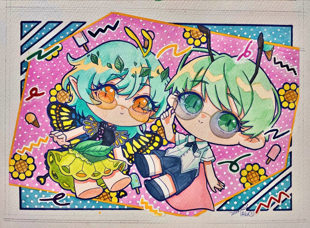 【紅楼夢20】水彩原画【A4サイズ額装済】