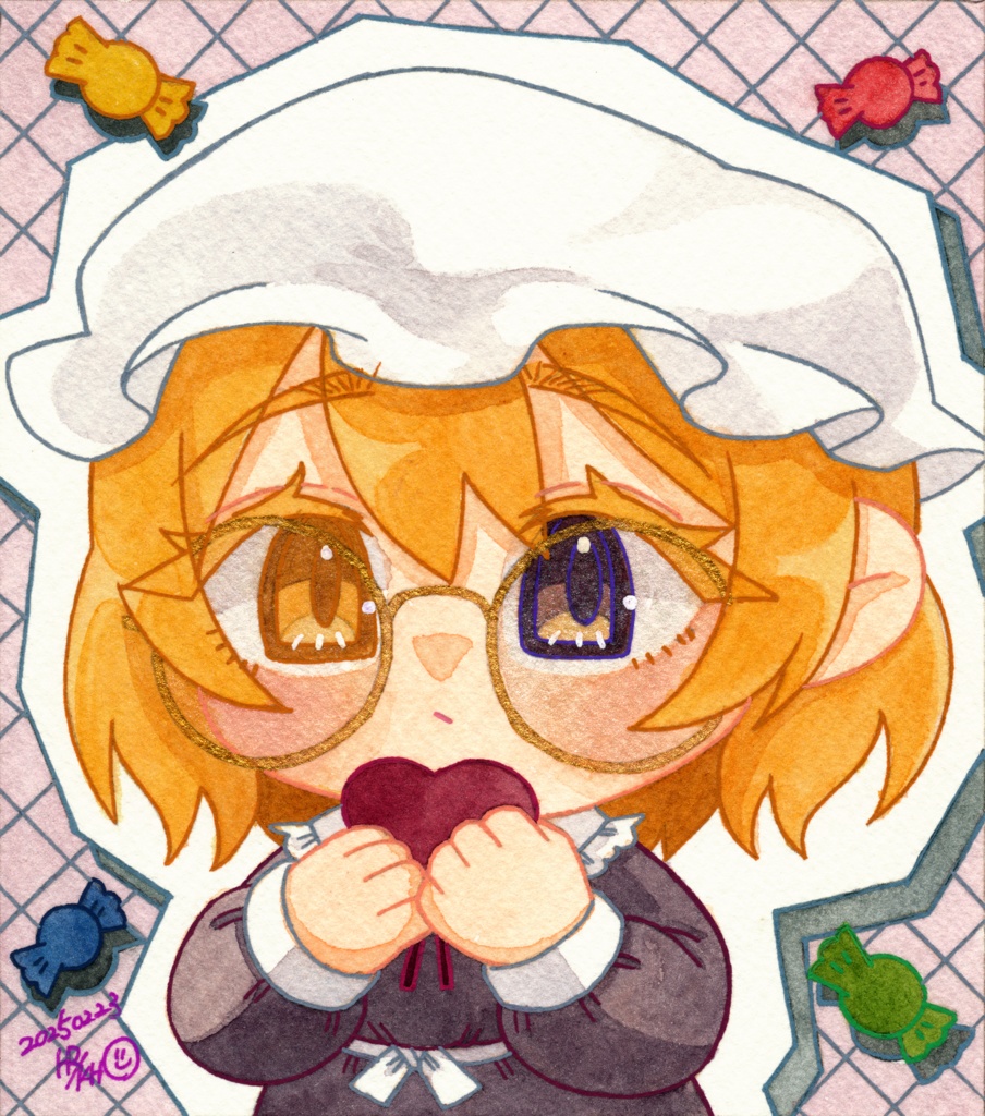 【東方名華祭19】東方メガネっ娘原画【水彩画】