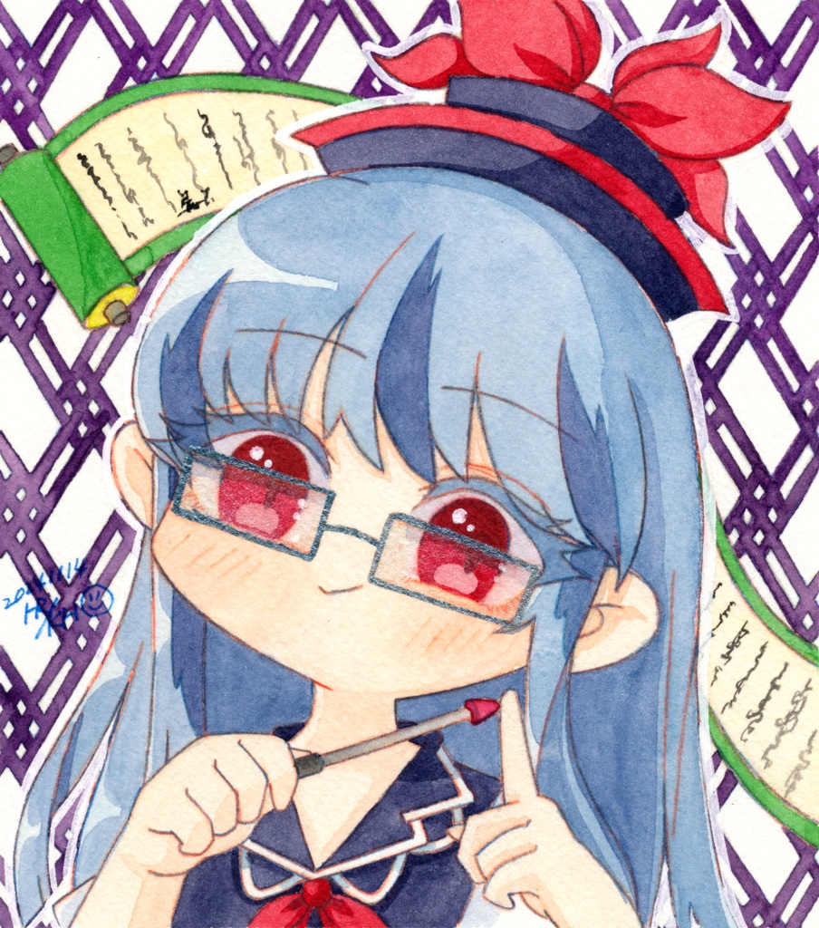 【東方名華祭19】東方メガネっ娘原画【水彩画】