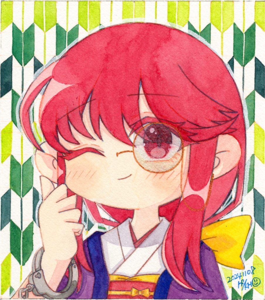 【東方名華祭19】東方メガネっ娘原画【水彩画】