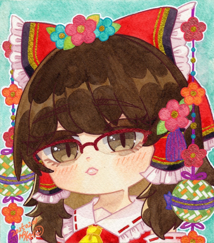 【東方名華祭19】東方メガネっ娘原画【水彩画】