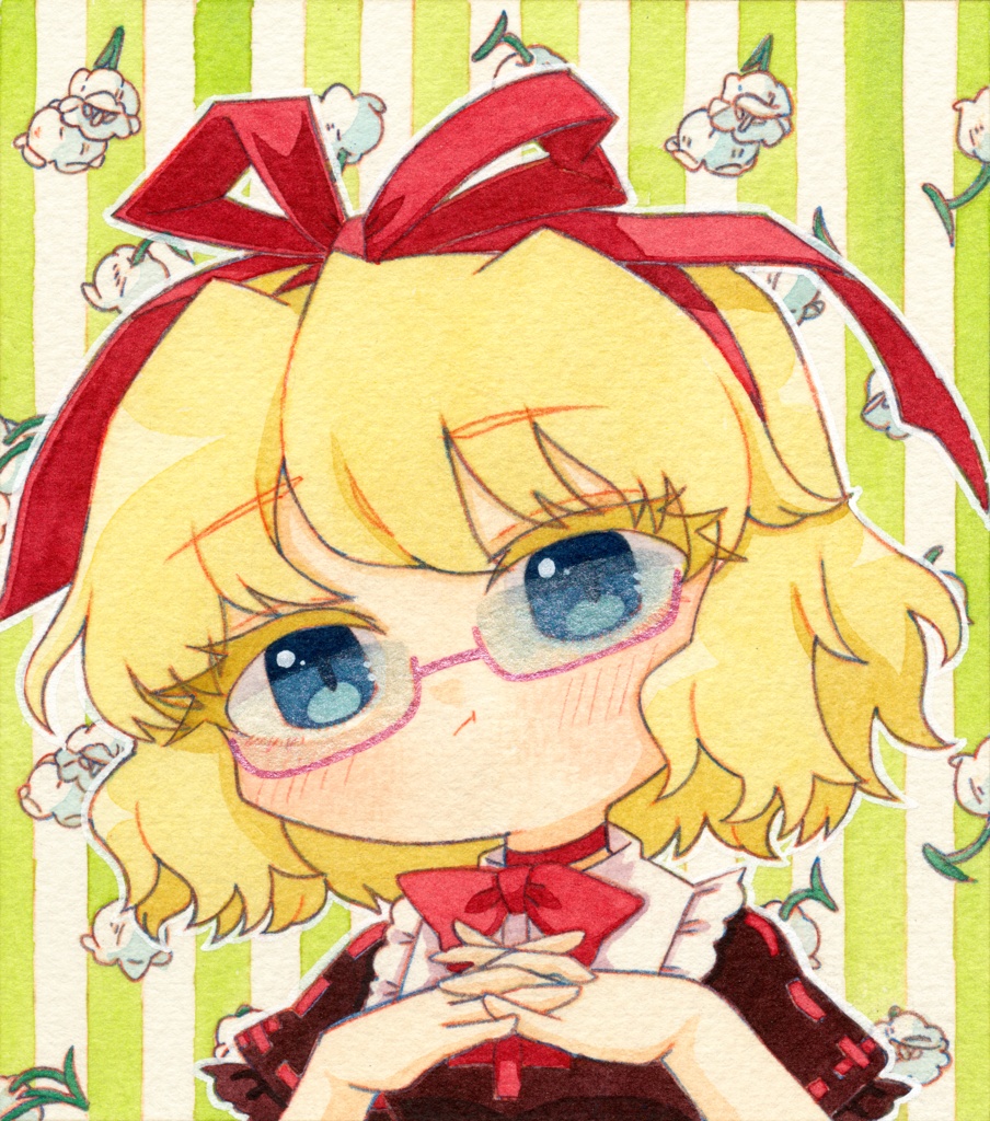 【東方名華祭19】東方メガネっ娘原画【水彩画】