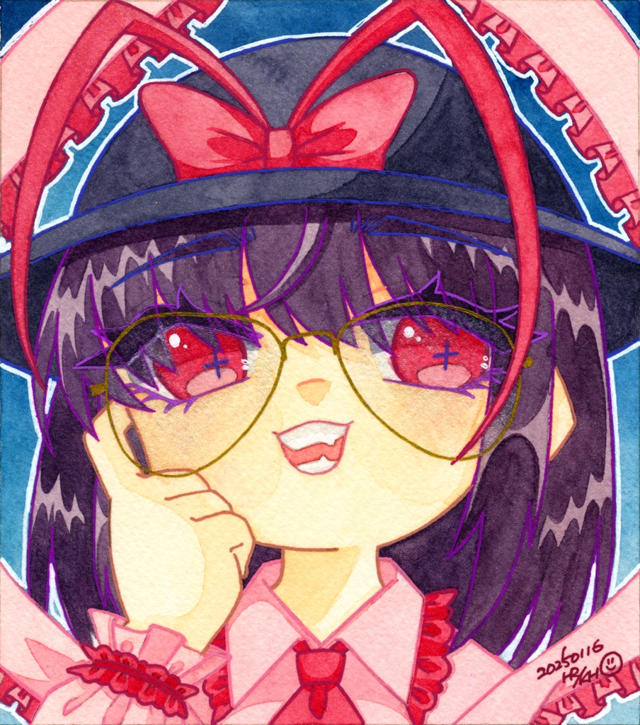 【東方名華祭19】東方メガネっ娘原画【水彩画】