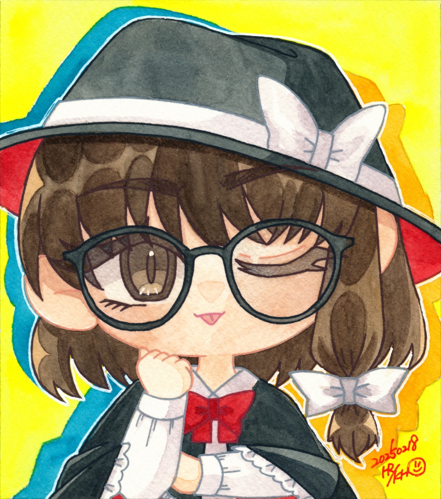 【東方名華祭19】東方メガネっ娘原画【水彩画】