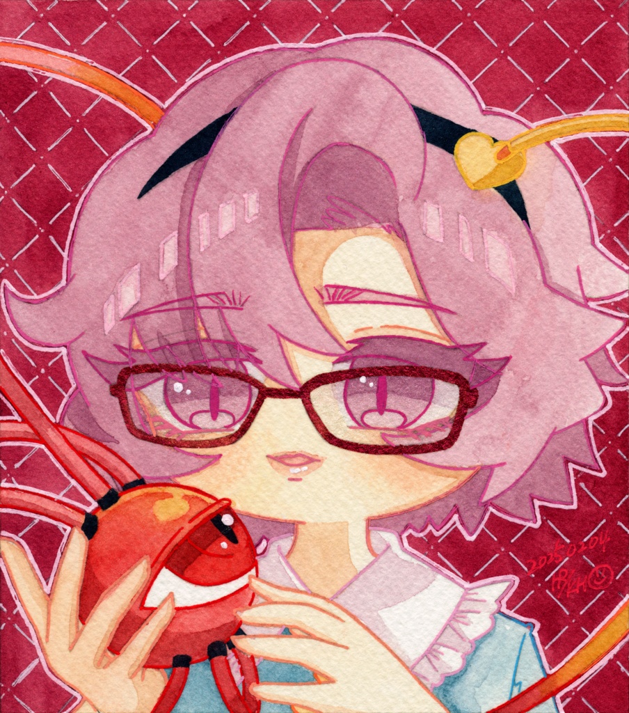 【東方名華祭19】東方メガネっ娘原画【水彩画】