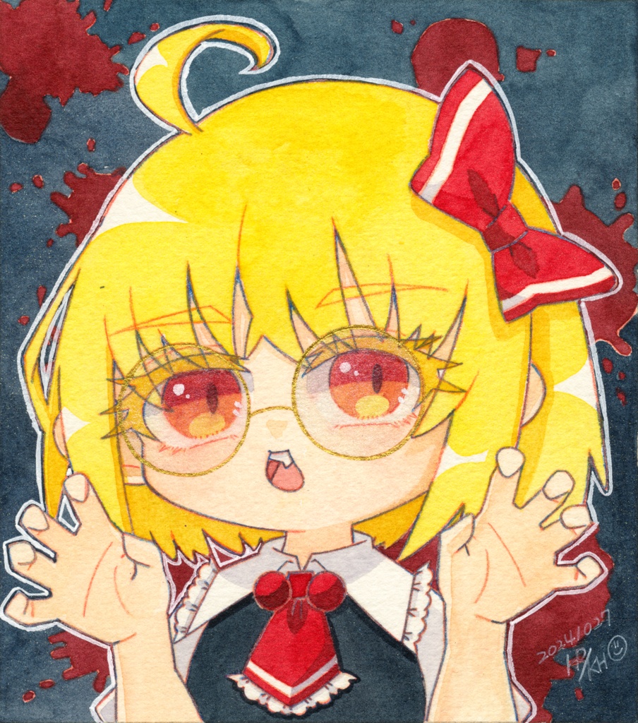 【東方名華祭19】東方メガネっ娘原画【水彩画】