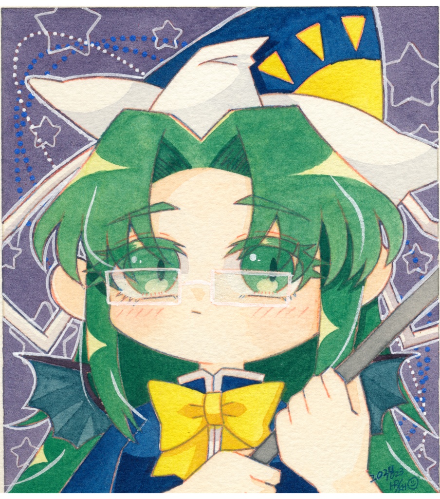 【東方名華祭19】東方メガネっ娘原画【水彩画】