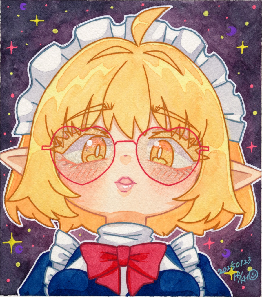 【東方名華祭19】東方メガネっ娘原画【水彩画】