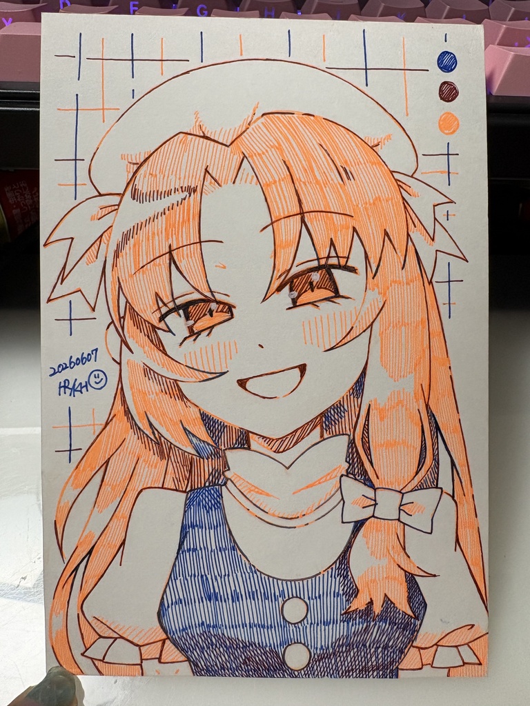 【３色縛り】オレンジちゃんペンドローイング画【フレッシュオレンジパーティー】