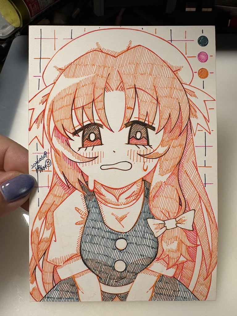 【3色縛り】オレンジちゃんペンドローイング画【フレッシュオレンジパーティー】