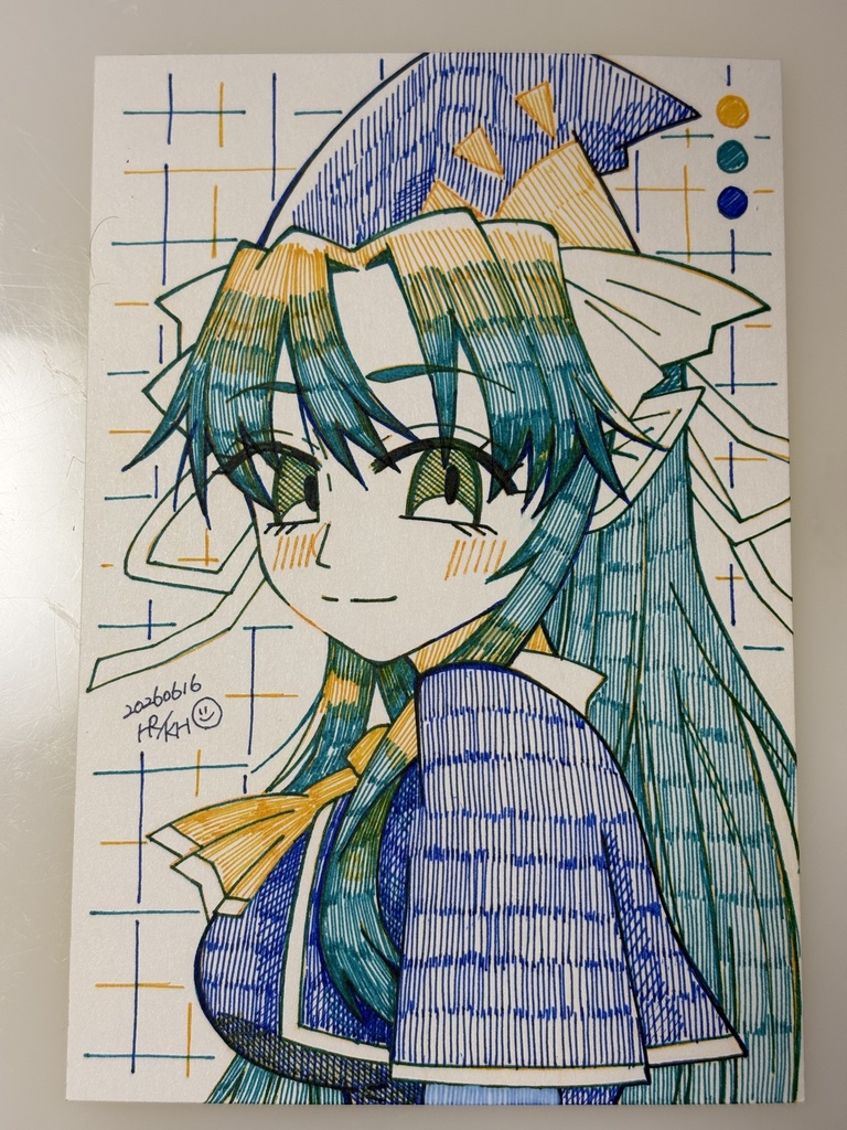 【3色縛り】魅魔様【ハガキサイズ原画】