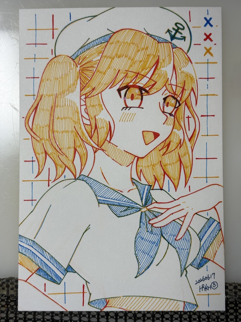 【3色縛り】北白河ちゆり【ハガキサイズ原画】