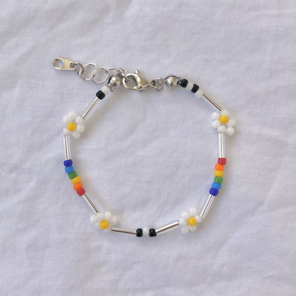 beads necklace【flower_monotone×rainbow】