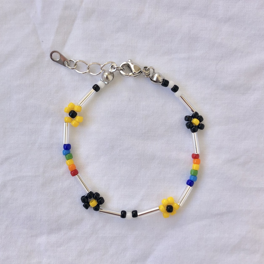 beads necklace【flower_monotone×rainbow】