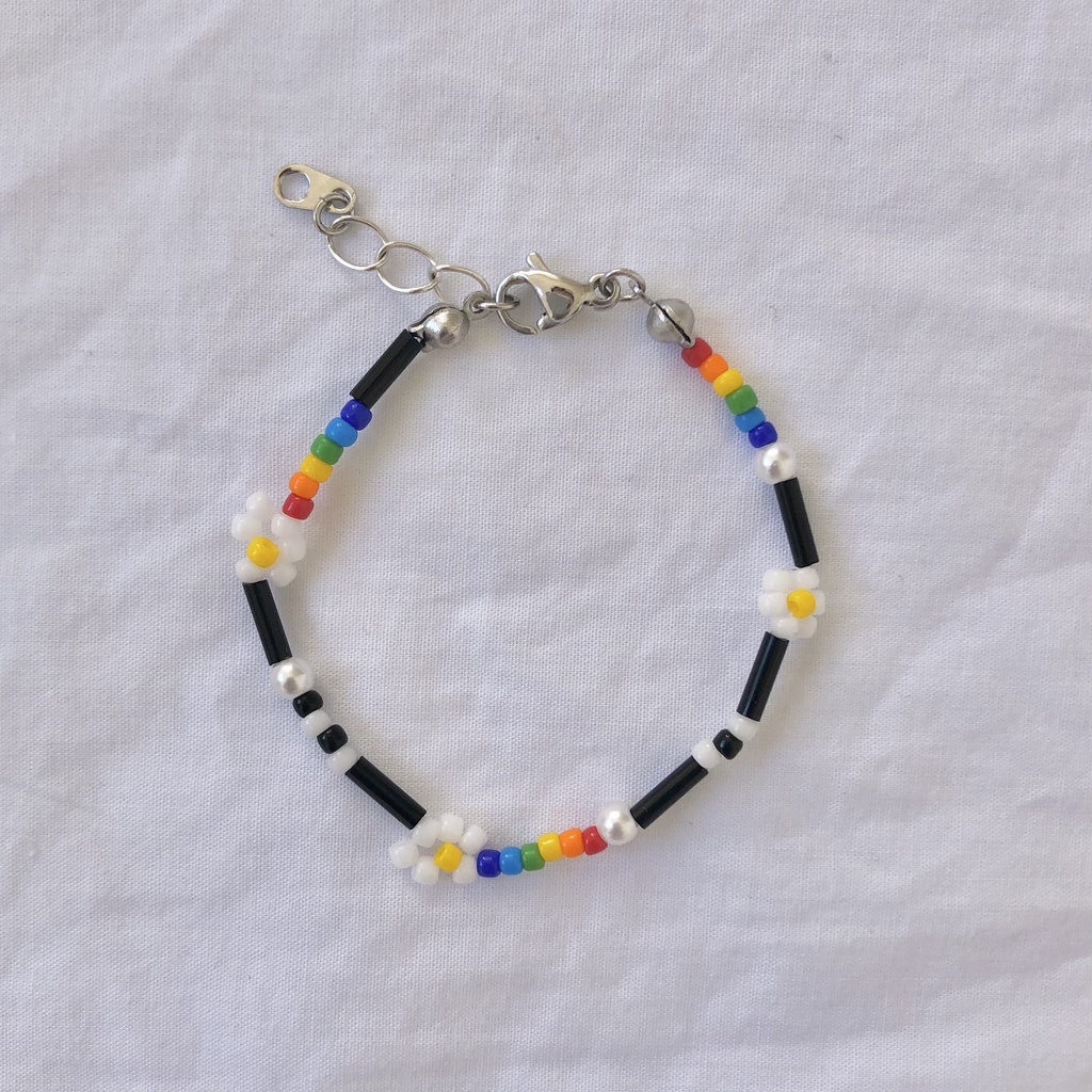 beads necklace【flower_monotone×rainbow】