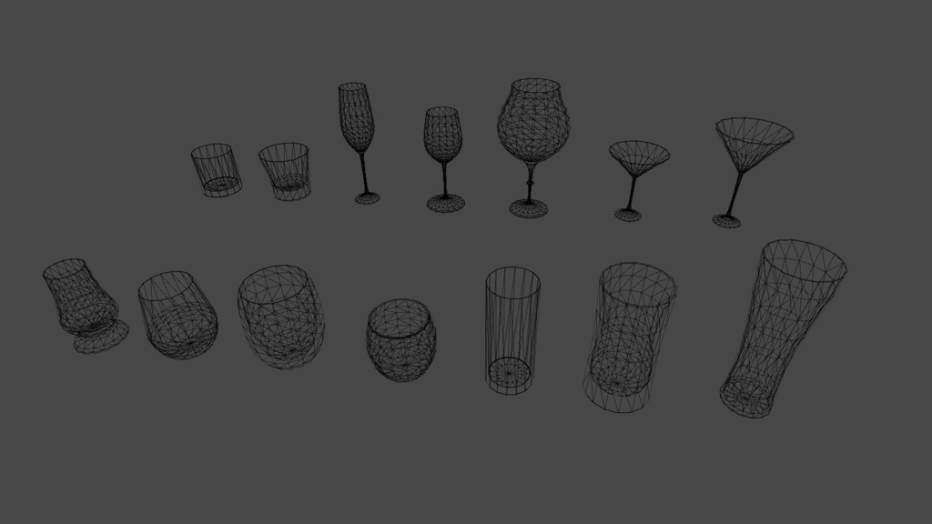 【3DModel】お酒向けグラスプロップ【14種類】