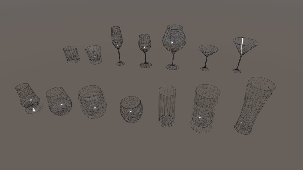 【3DModel】お酒向けグラスプロップ【14種類】