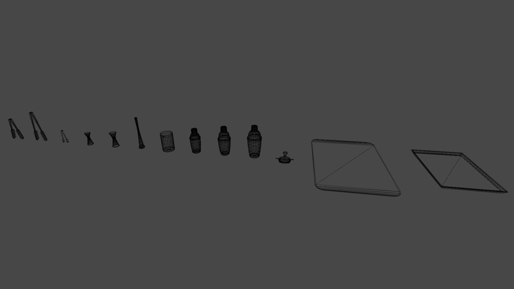 【3DModel】Bar関連の調理器具プロップ【28種類】