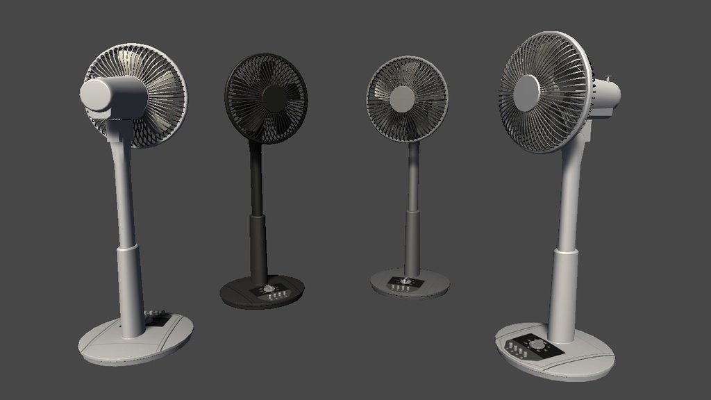 【3DModel】エアコン、扇風機プロップ【19種類(色、動き差分あり)】