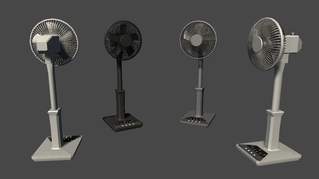 【3DModel】エアコン、扇風機プロップ【19種類(色、動き差分あり)】