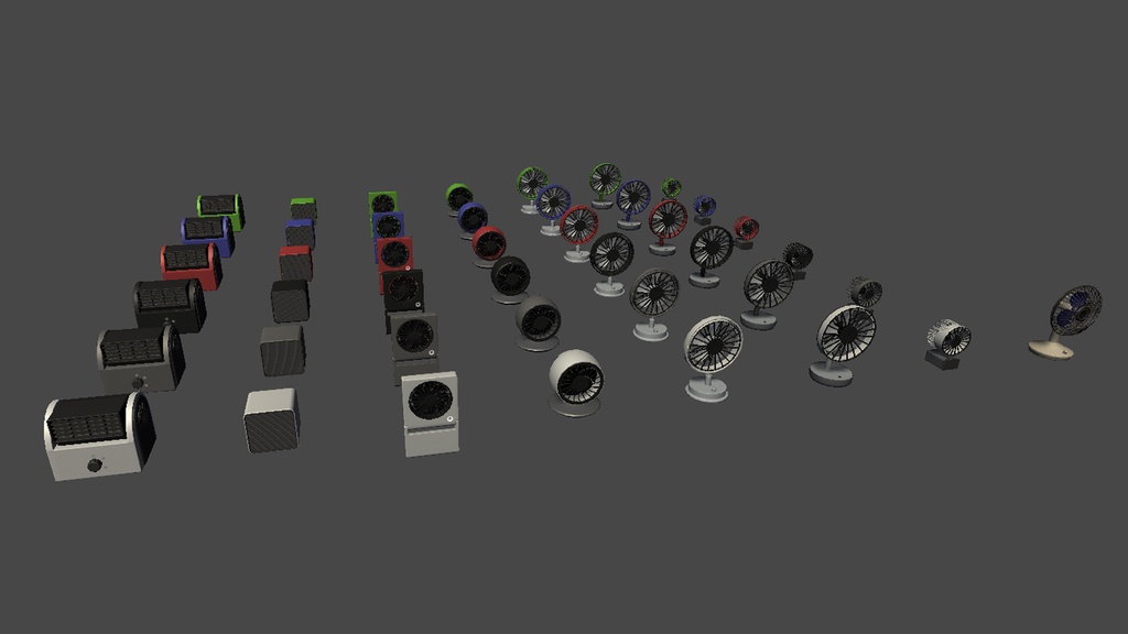 【3DModel】卓上扇風機プロップ【8種類(色差分あり)】