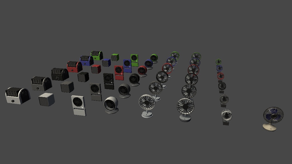 【3DModel】卓上扇風機プロップ【8種類(色差分あり)】