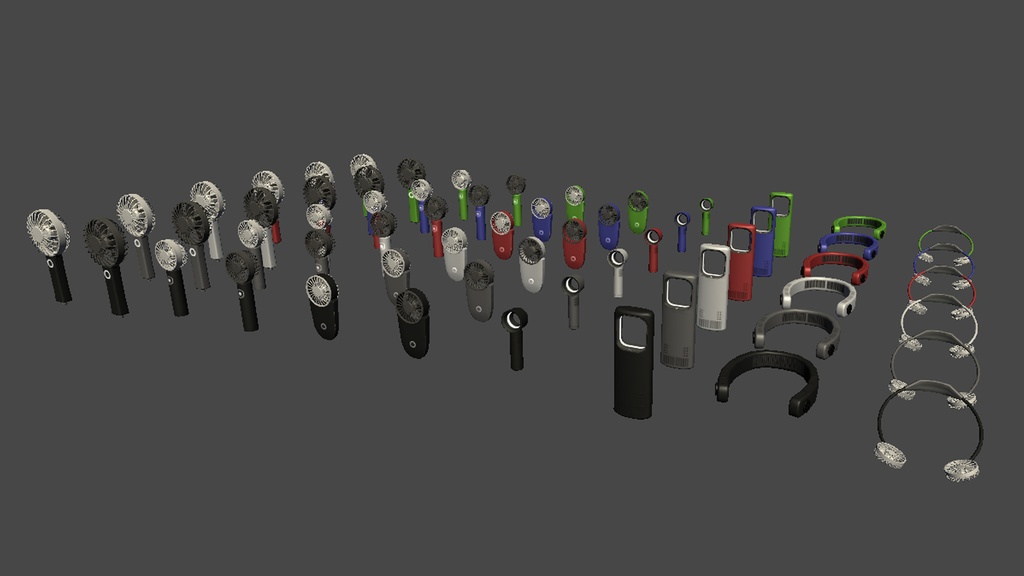 【3DModel】ハンディ扇風機プロップ【7種類(色差分あり)】