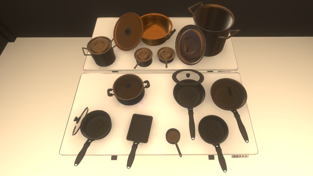 【3DModel】フライパン、鍋プロップセット【12種類】
