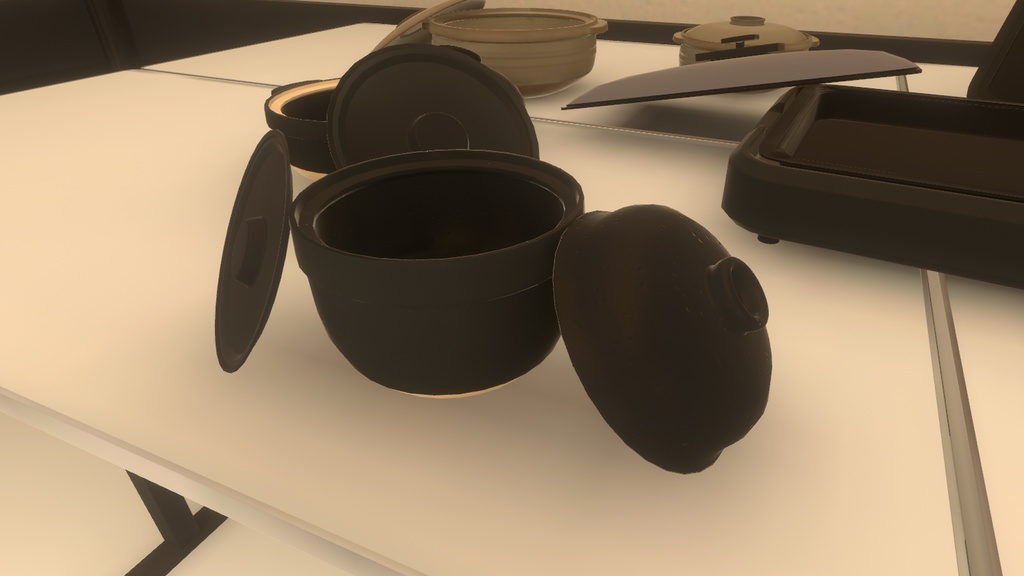 【3DModel】ホットプレート、土鍋プロップセット【8種類】