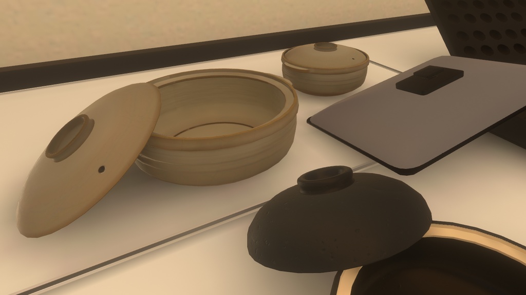 【3DModel】ホットプレート、土鍋プロップセット【8種類】