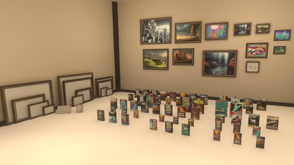 【3DModel】インテリア用の本、額縁プロップ【32種類】