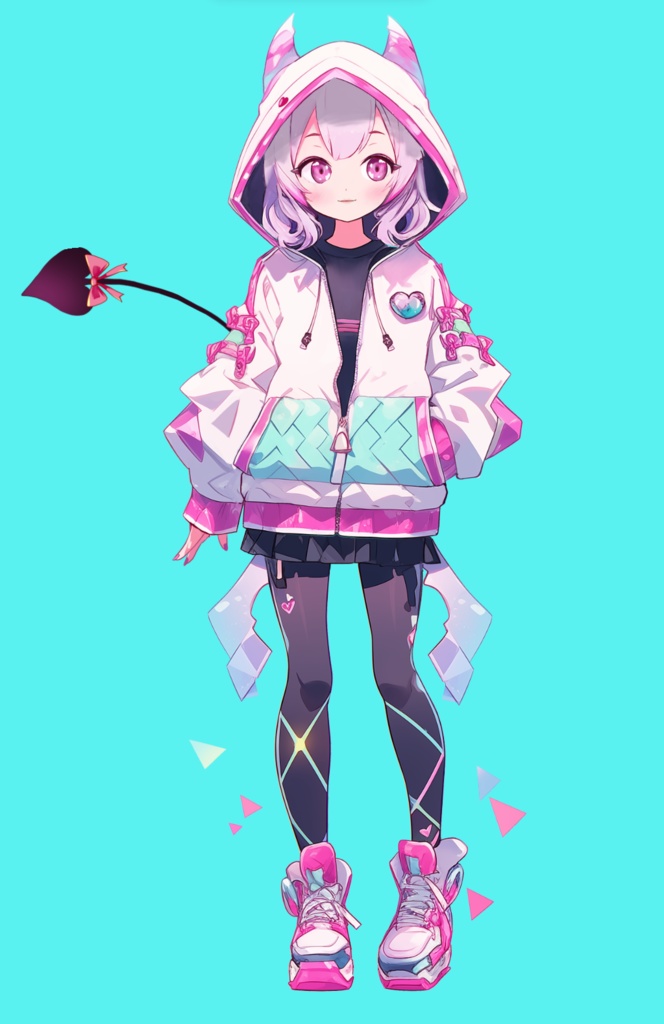 Pink Demon Girl Vtuber 2d Live2d avatar 3 Expressions 8 Free Emotes