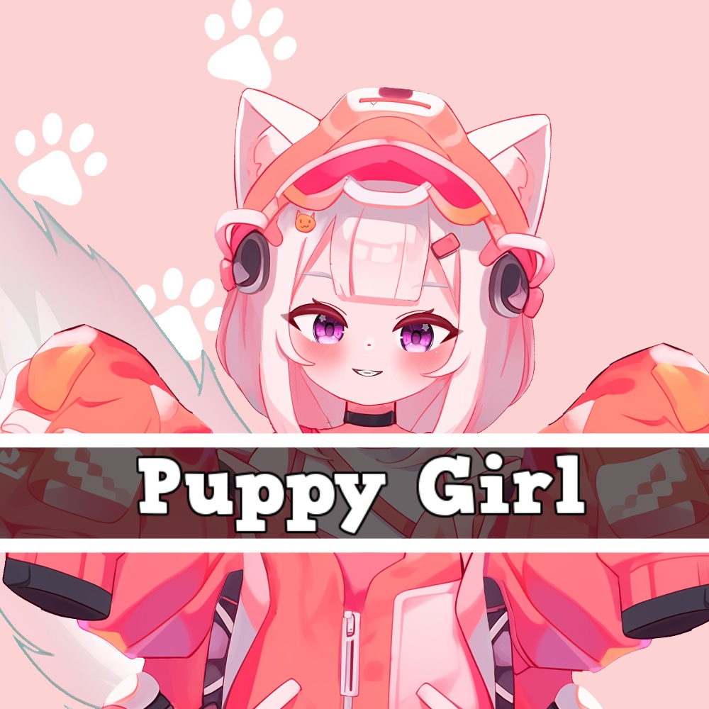 Puppy Girl Vtuber Avatar 2d Live 2d with 4 Expressions Iphone Traking