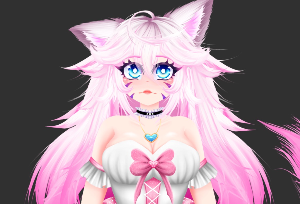 Kitsune Vtuber avatar 2d vtuber purple cat girl