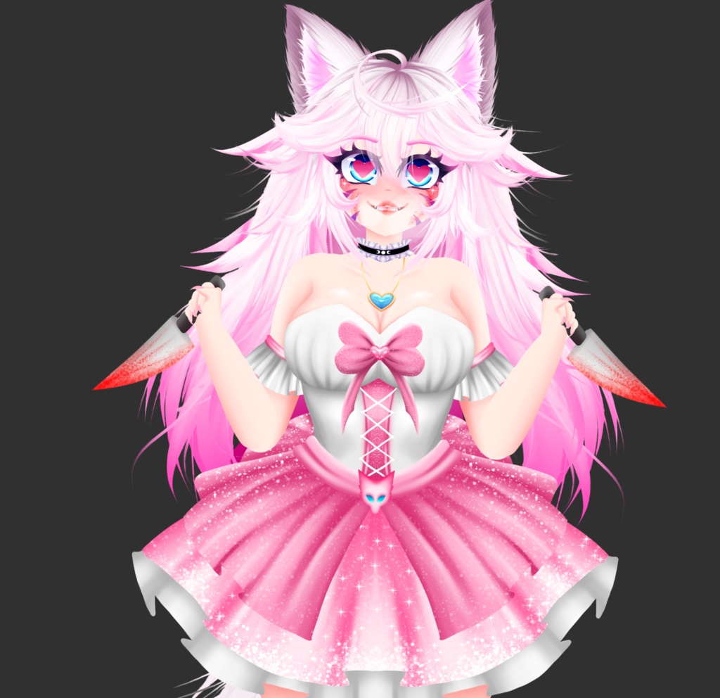 Kitsune Vtuber avatar 2d vtuber purple cat girl
