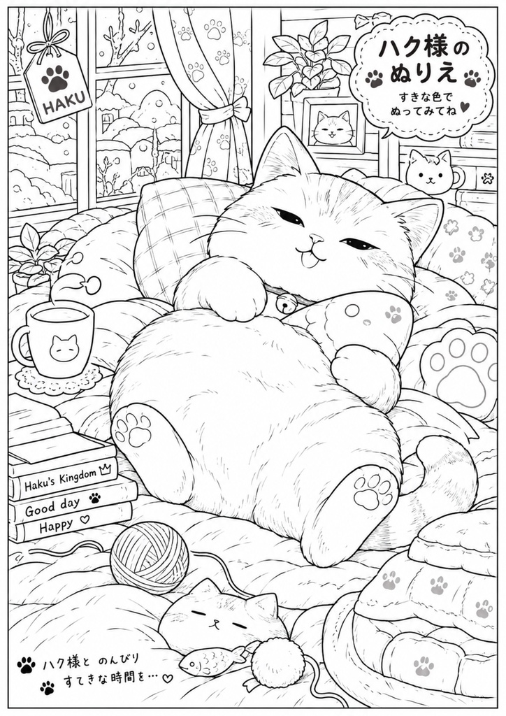 ハク様のぬりえ 5枚セット|A4 PDFダウンロード