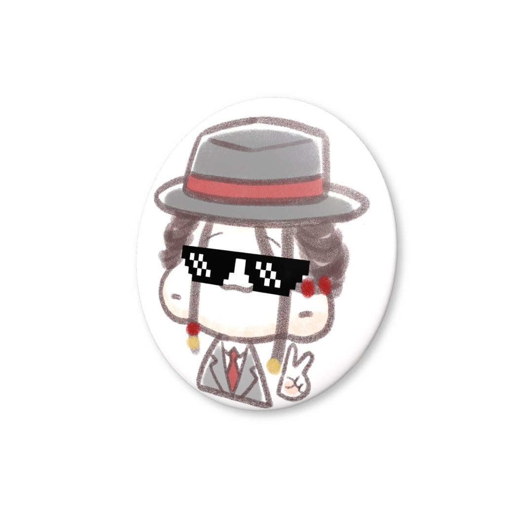 ゆるのま缶バッジ 白