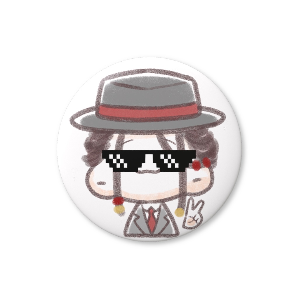 ゆるのま缶バッジ  白